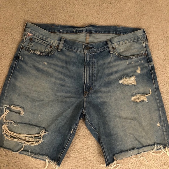 ralph lauren mens distressed denim shorts